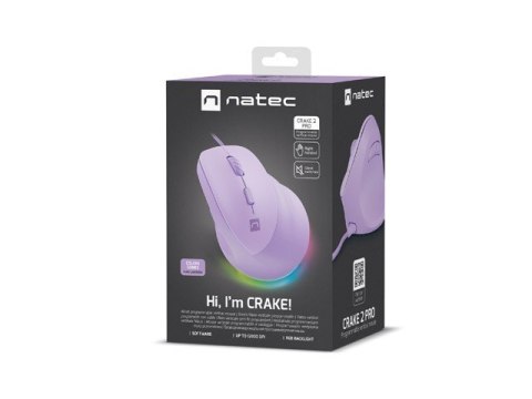 Mysz wertykalna CRAKE 2 PRO 128000DPI optyczna lawendowa Mysz wertykalna CRAKE 2 PRO 128000DPI optyczna lawendowa