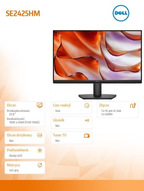 Monitor SE2425HM 23.8 cala LED IPS/1920x1080/HDMI/VGA/3Y Monitor SE2425HM 23.8 cala LED IPS/1920x1080/HDMI/VGA/3Y