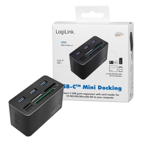 Stacja dokująca USB3.2 8-portów, mini Czarna Stacja dokująca USB3.2 8-portów, mini Czarna