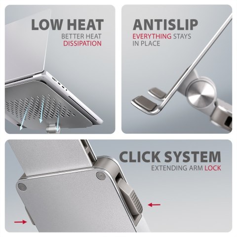 STND-LR Podstawa do laptopów aluminiowa 10-16" regulowane kąty nachylenia, obrót o 360 stopni