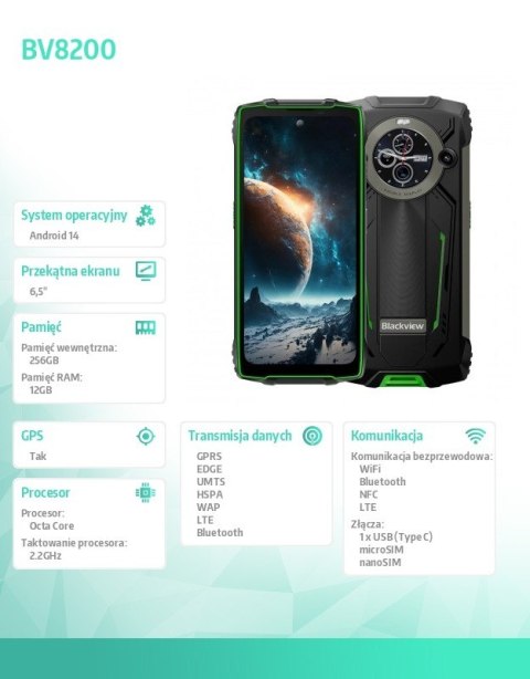 Smartfon BV8200 12/256GB zielony