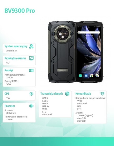 Smartfon BV9300 Pro 15080 mAh 12/256GB czarny