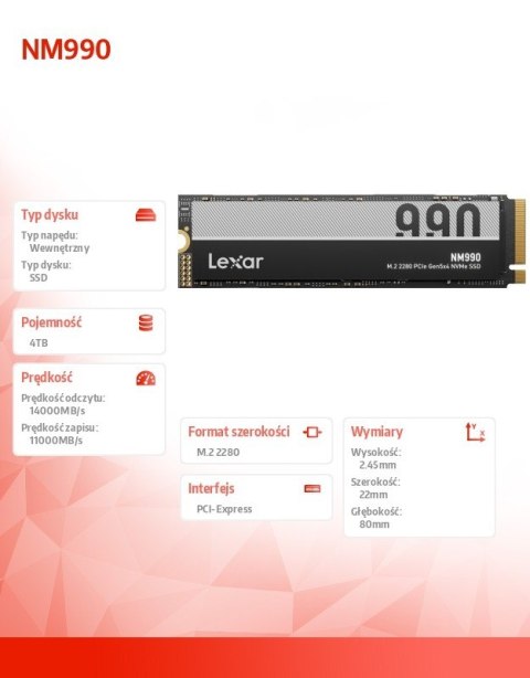 Dysk SSD NM990 4TB Gen5 14000/11000