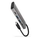 HMC-5G21 Wieloportowy hub USB 5in1, 10Gbps, 2x USB-A + 2x USB-C + HDMI 4K/30Hz, PD 60W, 13cm USB-C kabel