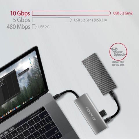 HMC-5G21 Wieloportowy hub USB 5in1, 10Gbps, 2x USB-A + 2x USB-C + HDMI 4K/30Hz, PD 60W, 13cm USB-C kabel