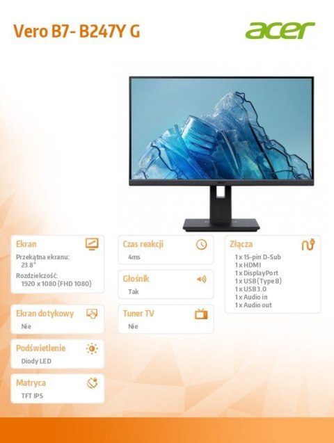 Monitor 24 cale B247YGBMIPRZX IPS FHD HDMI VGA DP Monitor 24 cale B247YGBMIPRZX IPS FHD HDMI VGA DP