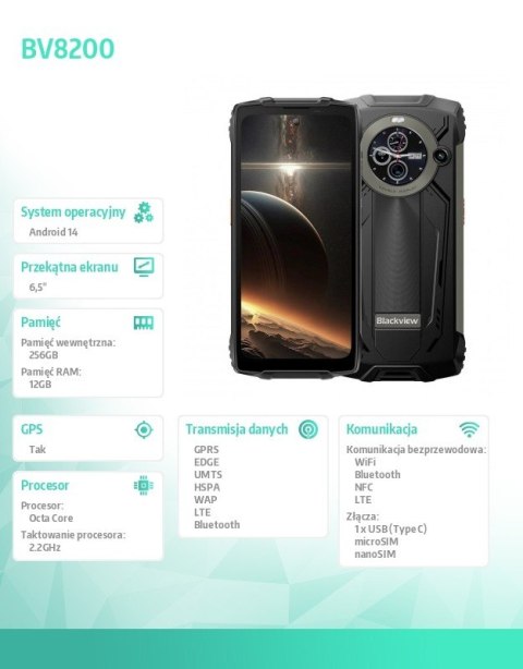 Smartfon BV8200 12/256GB czarny