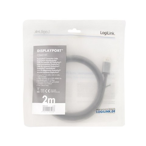 Kabel DisplayPort 4K/60 Hz,DP/M do DP/M aluminium 2m Kabel DisplayPort 4K/60 Hz,DP/M do DP/M aluminium 2m