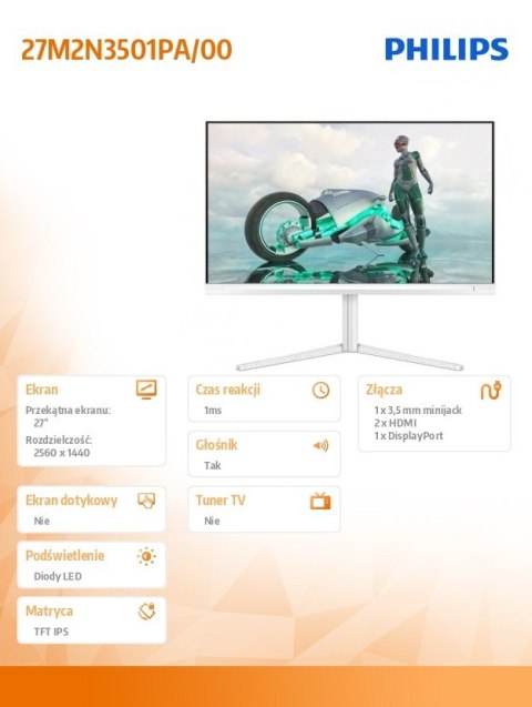Monitor 27M2N3501PA 27 cali IPS 260Hz HDMIx2 DP Pivot Głośniki Monitor 27M2N3501PA 27 cali IPS 260Hz HDMIx2 DP Pivot Głośniki