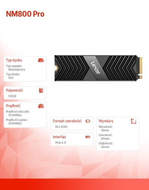 Dysk SSD NM800 Pro 512GB NVMe M.2 2280 7500/3500 radiator