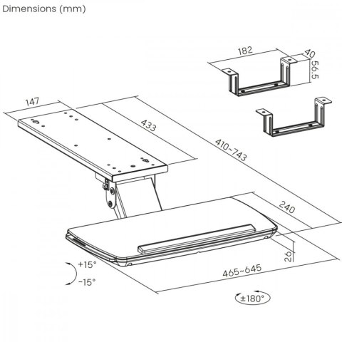 Uchwyt na klawiaturę max 5kg, MC-156 B regulowany, podbiurkowy