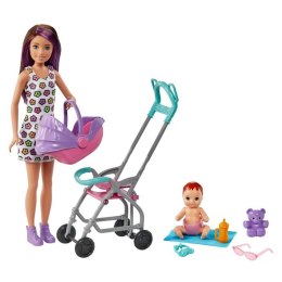 Lalka Barbie Opiekunka Skipper Wózek + bobas Zestaw