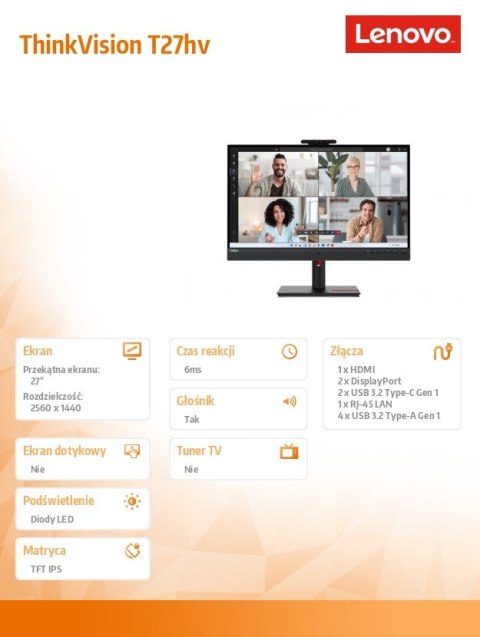 Monitor 27.0 ThinkVision T27hv-30 WLED LCD 63D6UAT3EU Monitor 27.0 ThinkVision T27hv-30 WLED LCD 63D6UAT3EU
