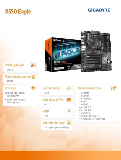 Płyta główna B550 EAGLE AM4 4DDR4 HDMI ATX Płyta główna B550 EAGLE AM4 4DDR4 HDMI ATX