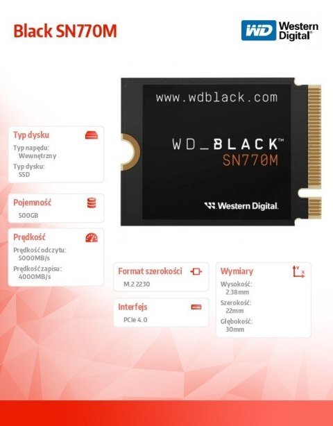 Dysk SSD WD Black 500GB SN770M M2 2230