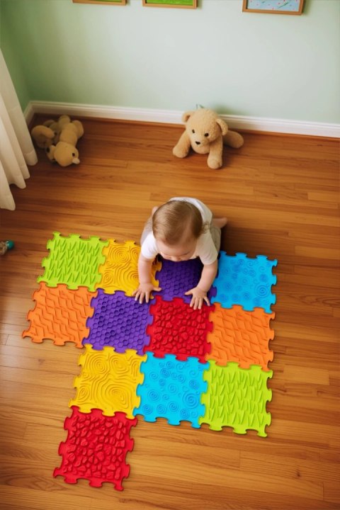 BiBi Sensory Mats 12 el. - maty sensoryczne dla dzieci 6m+ Meli