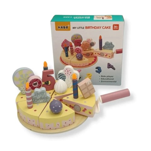 Drewniany tort urodzinowy 24 elementy z cyframi - Kabi 3+ Kabi