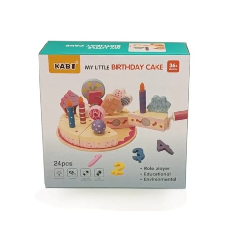 Drewniany tort urodzinowy 24 elementy z cyframi - Kabi 3+ Kabi