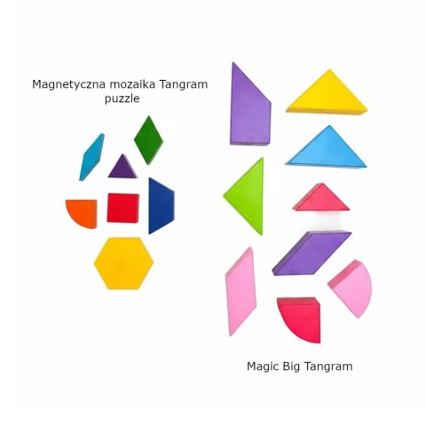Magnetyczna mozaika Tangram z tablicą - 128 el. + karty pracy X-Bida