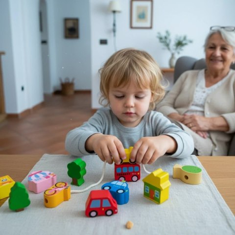 Drewniana nawlekanka dla dzieci Miasto 17 el. - Kabi 3+ Kabi
