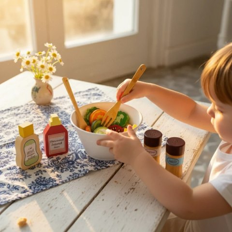 Drewniane zabawki kuchenne zestaw sałatkowy 22 el. - Kabi 3+ Kabi