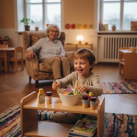 Drewniane zabawki kuchenne zestaw sałatkowy 22 el. - Kabi 3+ Kabi