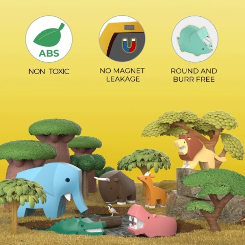 Figurki magnetyczne 3D safari Lew i Słoń - Half Toys 3+ Half Toys