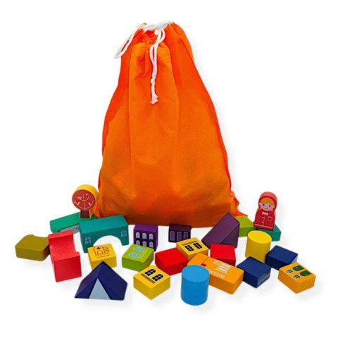 Klocki drewniane miasto sorter 100 elementów - Kabi 3+ Kabi