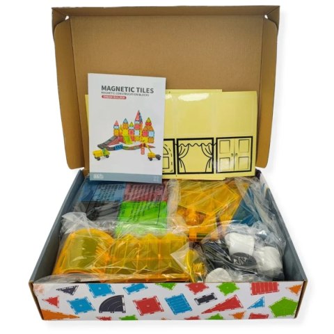 Klocki magnetyczne XL 88 el - Magnetic Tiles - duży zestaw 3+ X-Bida