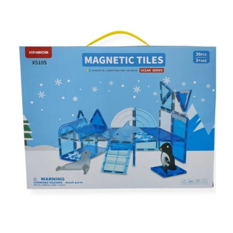 Klocki magnetyczne Ocean 36 el. z figurkami - Magnetic Tiles 3+ X-Bida