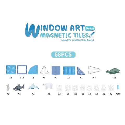 Klocki magnetyczne Ocean 68 el. Window Art - 3+ X-Bida