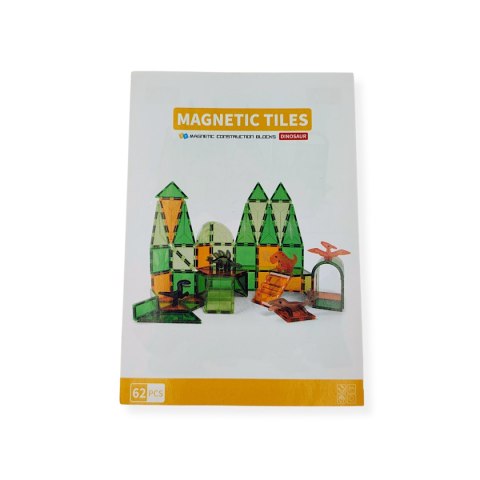 Klocki magnetyczne dinozaury 62 elementy transparentne - 3+ X-Bida