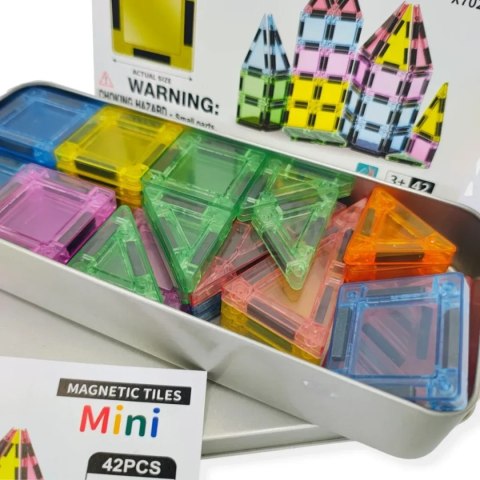 Klocki magnetyczne dla dzieci mini 42 el. - Magnetic Mini Tiles 3+ X-Bida