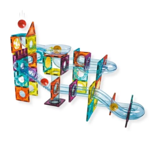 Klocki magnetyczne kulodrom tęczowy 95 el. - Magnetic Tiles 4+ X-Bida