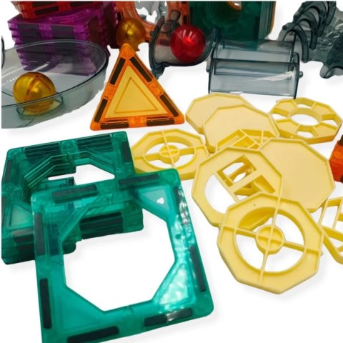 Klocki magnetyczne kulodrom tęczowy 95 el. - Magnetic Tiles 4+ X-Bida
