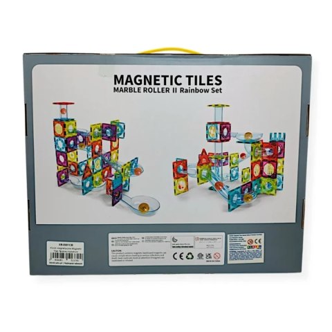 Klocki magnetyczne kulodrom tęczowy 95 el. - Magnetic Tiles 4+ X-Bida