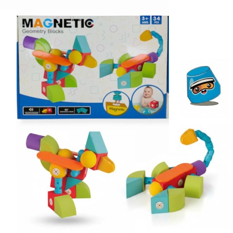 Klocki magnetyczne piankowe EVA 34 el. - MagTic 3+ Tong Le
