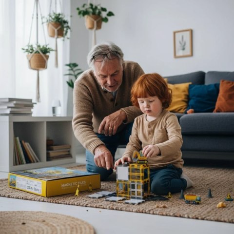 Klocki magnetyczne plac budowy 31 elementów - Magnetic Tiles 3+ Jinkee