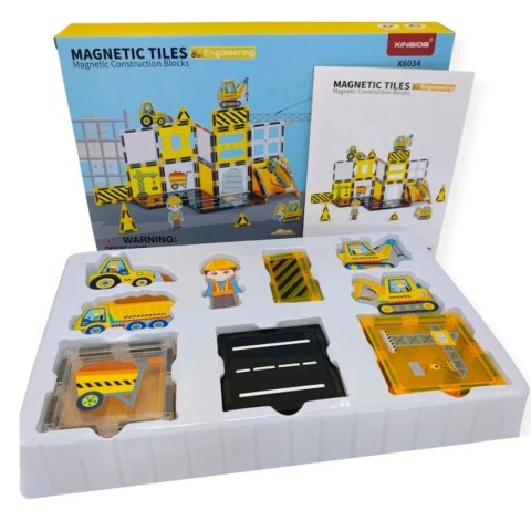 Klocki magnetyczne plac budowy 31 elementów - Magnetic Tiles 3+ Jinkee