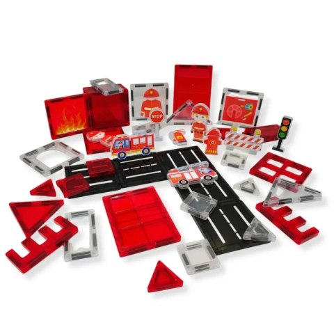 Klocki magnetyczne straż pożarna 48 el. - Magnetic Tiles 3+ X-Bida