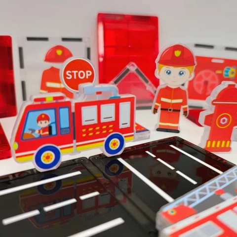 Klocki magnetyczne straż pożarna 48 el. - Magnetic Tiles 3+ X-Bida