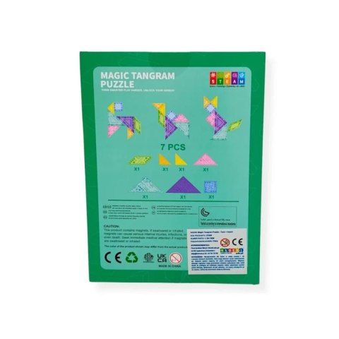 Klocki magnetyczne tangram 7 el. z tablicą - 3+ X-Bida