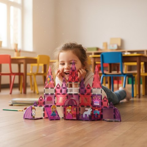 Klocki magnetyczne zamek księżniczki 58 el. - Magnetic Tiles 3+ X-Bida