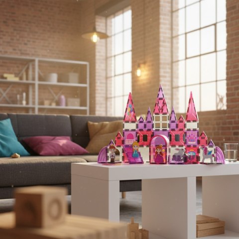 Klocki magnetyczne zamek księżniczki 58 el. - Magnetic Tiles 3+ X-Bida
