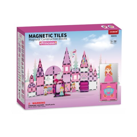 Klocki magnetyczne zamek księżniczki 58 el. - Magnetic Tiles 3+ X-Bida