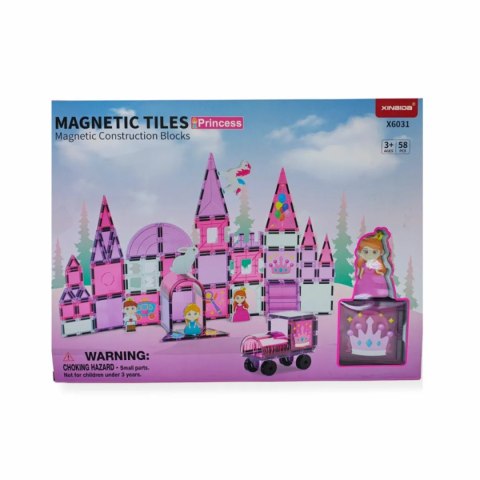 Klocki magnetyczne zamek księżniczki 58 el. - Magnetic Tiles 3+ X-Bida