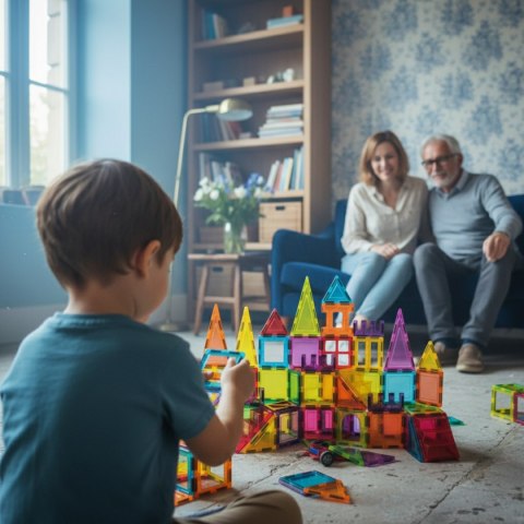 Klocki magnetyczne XL 66 elementów - Magnetic Tiles 3+ X-Bida