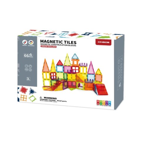 Klocki magnetyczne XL 66 elementów - Magnetic Tiles 3+ X-Bida