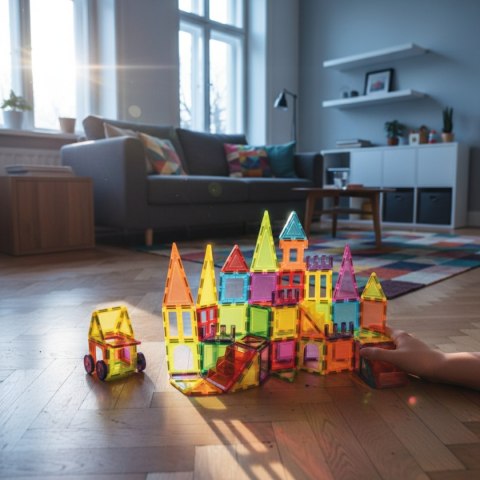 Klocki magnetyczne XL 66 elementów - Magnetic Tiles 3+ X-Bida