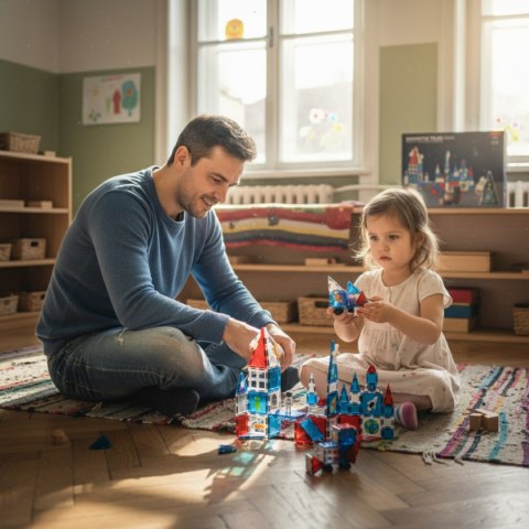 Klocki magnetyczne kosmiczne zestaw 60 elementów - 3+ X-Bida